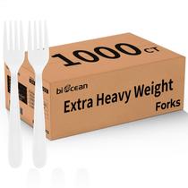 Garfos de plástico descartáveis Biocean 1000 Count White Cutlery Garfos de plástico descartáveis Biocean 1000 Count White Cutlery