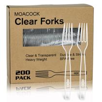 Garfos de plástico descartáveis MOACOCK 200 Count Clear Garfos de plástico descartáveis MOACOCK 200 Count Clear