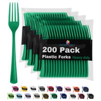 Garfos de plástico descartáveis Party Solids Emerald Green 200 unidades