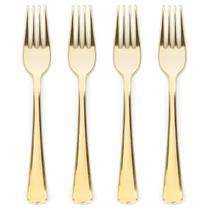 Garfos de plástico descartáveis Prestee Gold, pacote com 7 polegadas e 300