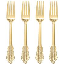 Garfos de plástico dourado WDF 100 peças descartáveis de 19 cm barrocos Garfos de plástico dourado WDF 100 peças descartáveis de 19 cm barrocos