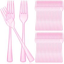 Garfos de plástico e talheres descartáveis, 50 unidades, rosa minatee
