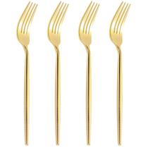 Garfos de plástico U-QE 60 unidades descartáveis, 19,3 cm, dourados, pesados Garfos de plástico U-QE 60 unidades descartáveis, 19,3 cm, dourados, pesados