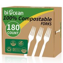 Garfos descartáveis Biocean 100% compostáveis 180 unidades de marfim