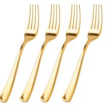 Garfos descartáveis WDF Gold Plastic 100 unidades para serviços pesados 18,8 cm