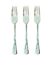 Garfos Refeição Descartáveis Luxo Plástico Prata 18Cm-100Un