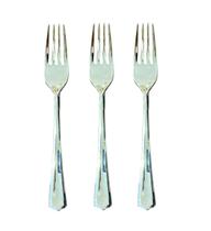 Garfos Refeição Descartáveis Luxo Plástico Prata 18cm- 24un