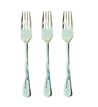Garfos Refeição Descartáveis Luxo Plástico Prata 18Cm- 24Un