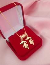 Gargantilha 2 meninas, Colar Duas filhas Banhado a Ouro 18k