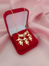 Gargantilha 3 meninas, Colar três filhas Banhado a Ouro 18k