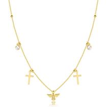 Gargantilha 40cm+5cm Extensor Malha Bolinhas Frucifixos Gargantilha 40cm+5cm Extensor Malha Bolinhas Frucifixos