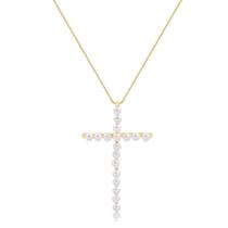 Gargantilha 40cm Com Extensor De 10cm Crucifixo Com Pérolas Gargantilha 40cm Com Extensor De 10cm Crucifixo Com Pérolas