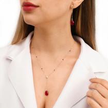 Gargantilha 45cm E Brinco Ouro 18k 750 Zircônias Vermelho Rubi (EXCLUIDO) Gargantilha 45cm E Brinco Ouro 18k 750 Zircônias Vermelho Rubi (EXCLUIDO)