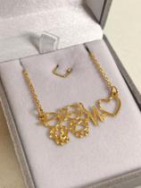 Gargantilha 45cm folheada a ouro 18k pingente personalizado menino e menina 3cm-Rc semijoias kariri