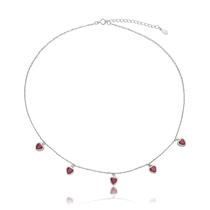 Gargantilha 5 Corações Zircônia Rosa Prata 925 Feminina Gargantilha 5 Corações Zircônia Rosa Prata 925 Feminina