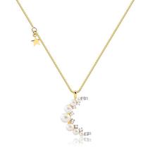 Gargantilha 50cm Com Extensor De 5cm Meia Lua Com Pérolas Gargantilha 50cm Com Extensor De 5cm Meia Lua Com Pérolas