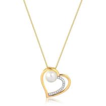 Gargantilha 60cm Coração Pérola Folheada Ouro Zircônia Gargantilha 60cm Coração Pérola Folheada Ouro Zircônia