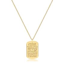 Gargantilha 60cm Placa Com Mensagem Folheada A Ouro Gargantilha 60cm Placa Com Mensagem Folheada A Ouro