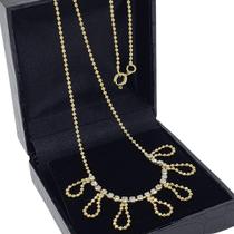 Gargantilha 7 Enlaces Strass Banho Ouro 18k 2172