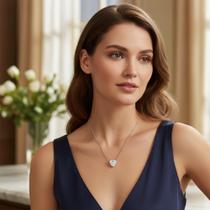 Gargantilha Amaré 45cm Ponto de Luz Coração em Cristal - Prata 925