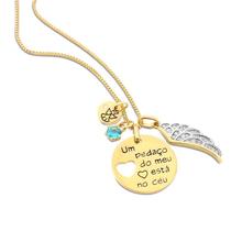 Gargantilha Anjo Azul Coração Folheada a Ouro 18k