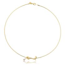 Gargantilha Aro Semi Rigida Serpente Zircônia Folheada Ouro