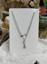 Gargantilha banhada a Prata com zirconias torcido gravata 2 voltas Gargantilha banhada a Prata com zirconias torcido gravata 2 voltas