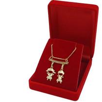 Gargantilha Banhado a Ouro Com Menino e Menina Bijou Art