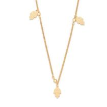 Gargantilha banhado ouro 3x 24k 18k e 22k feminino 3 pingentes mão hamsã penduradas rommanel 532352