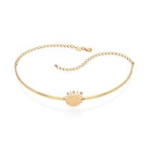 Gargantilha banhado ouro 3x 24k 18k e 22k feminino choker estrela sol com zircônias rommanel 532487 Gargantilha banhado ouro 3x 24k 18k e 22k feminino choker estrela sol com zircônias rommanel 532487