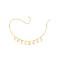 Gargantilha banhado ouro 3x 24k 18k e 22k feminino concha rommanel outros elementos do mar 532063