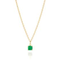 Gargantilha banhado ouro 3x 24k 18k e 22k feminino elo cadeado e zircônia quadrada rommanel verde 532398