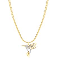 Gargantilha Beija Flor Vazado Com Zircônias Cristal Folheada