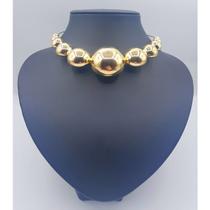 Gargantilha bolinhas banhada a ouro 18k