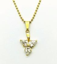 Gargantilha Bolinhas Triângulo Zirconias Banho Ouro 18k 2168