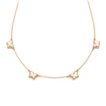 Gargantilha Borboletas Brancas Banhado Ouro Rommanel 532624