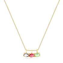 Gargantilha Canga Com Zircônias Multicolor Folheada A Ouro