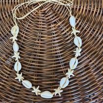 Gargantilha Chocker Artesanal Búzios Estrela do Mar Regulável 60cm