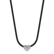 Gargantilha Chocker Camurça Preta Com Ping Coração Cravejado