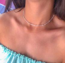 Gargantilha Choker Bolinha cordão Veneziano A Prata 925