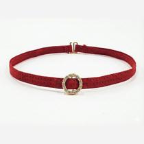 Gargantilha Choker Brilho e Desejo Com Pingente De Brilhantes Charme Estilo e Elegância cor:Vermelho