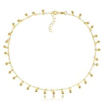Gargantilha Choker Com Bolinhas Penduradas Folheada A Ouro Gargantilha Choker Com Bolinhas Penduradas Folheada A Ouro