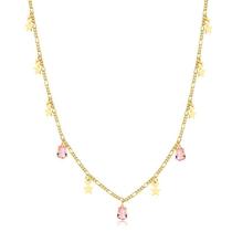 Gargantilha Choker Com Estrelas E Gotas De Zircônia Rosa Gargantilha Choker Com Estrelas E Gotas De Zircônia Rosa