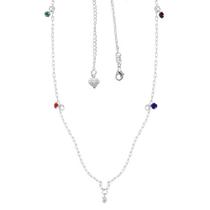 Gargantilha Choker Com Pedras Coloridas PRI Style Folheada A Prata Antialérgica