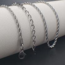 Gargantilha Choker Cordão Baiano 3 Mm Colar Prata Aço Inox Gargantilha Choker Cordão Baiano 3 Mm Colar Prata Aço Inox