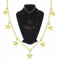 Gargantilha Choker Folheada a Ouro Pingentes de Estrelas Gargantilha Choker Folheada a Ouro Pingentes de Estrelas