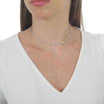 Gargantilha Choker Prata Colar Feminino Bolinhas Delicada