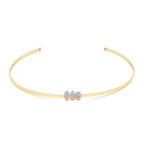 Gargantilha Choker Rígida Tres Pingentes Cravejados Folheado