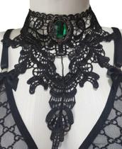Gargantilha Choker Vitoriana Em Renda Com Cristal preto:modelo3 Gargantilha Choker Vitoriana Em Renda Com Cristal preto:modelo3