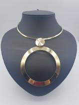 Gargantilha circulo banhada a ouro 18k